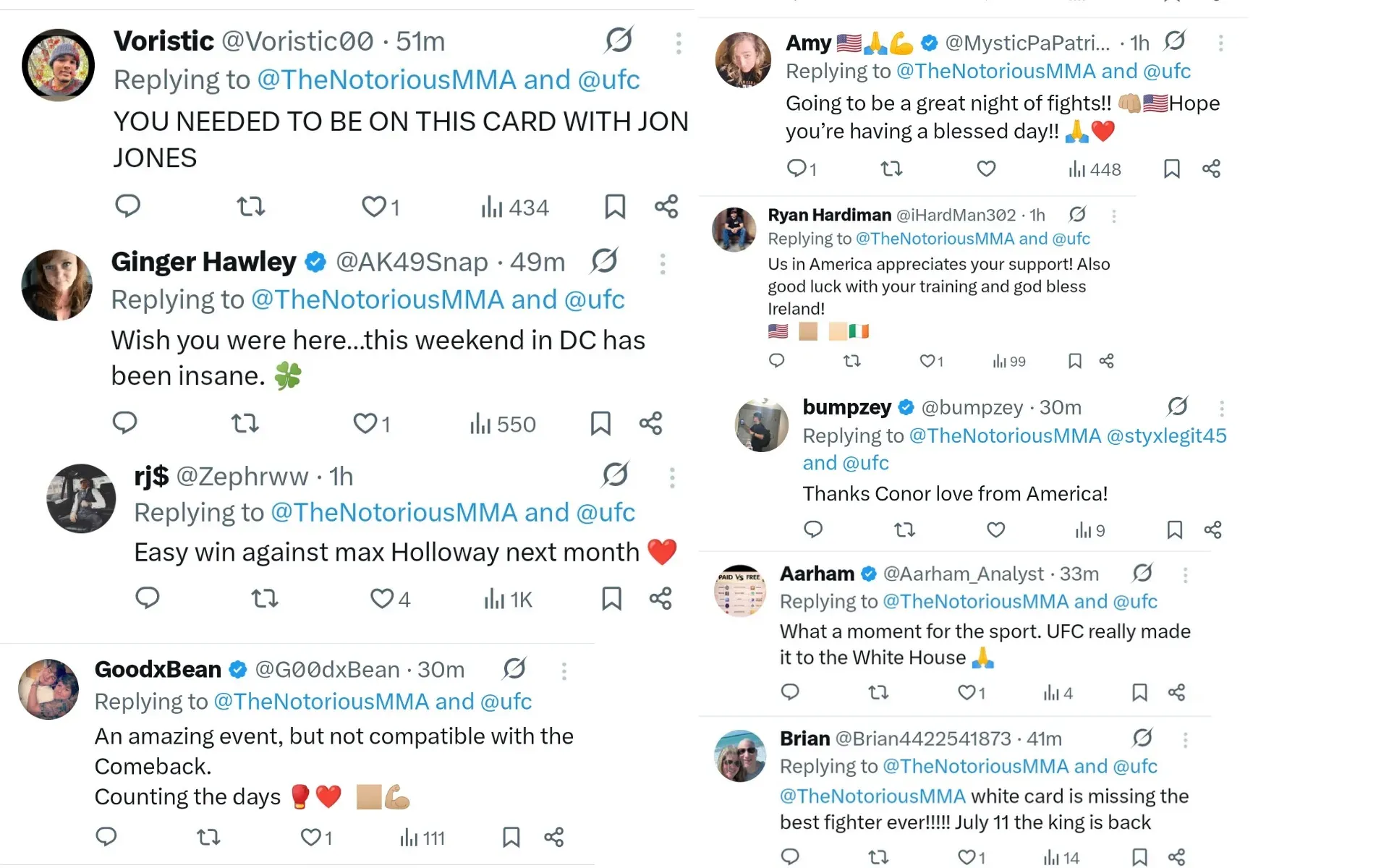 Conor McGregor fan reactions screenshots